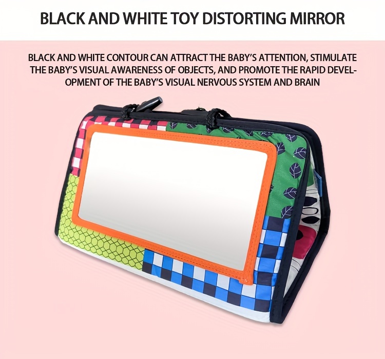 interactive foldable time mirror toy colorful early learning floor game with black white contrast   car seat pendant ideal christmas halloween birthday gift details 0