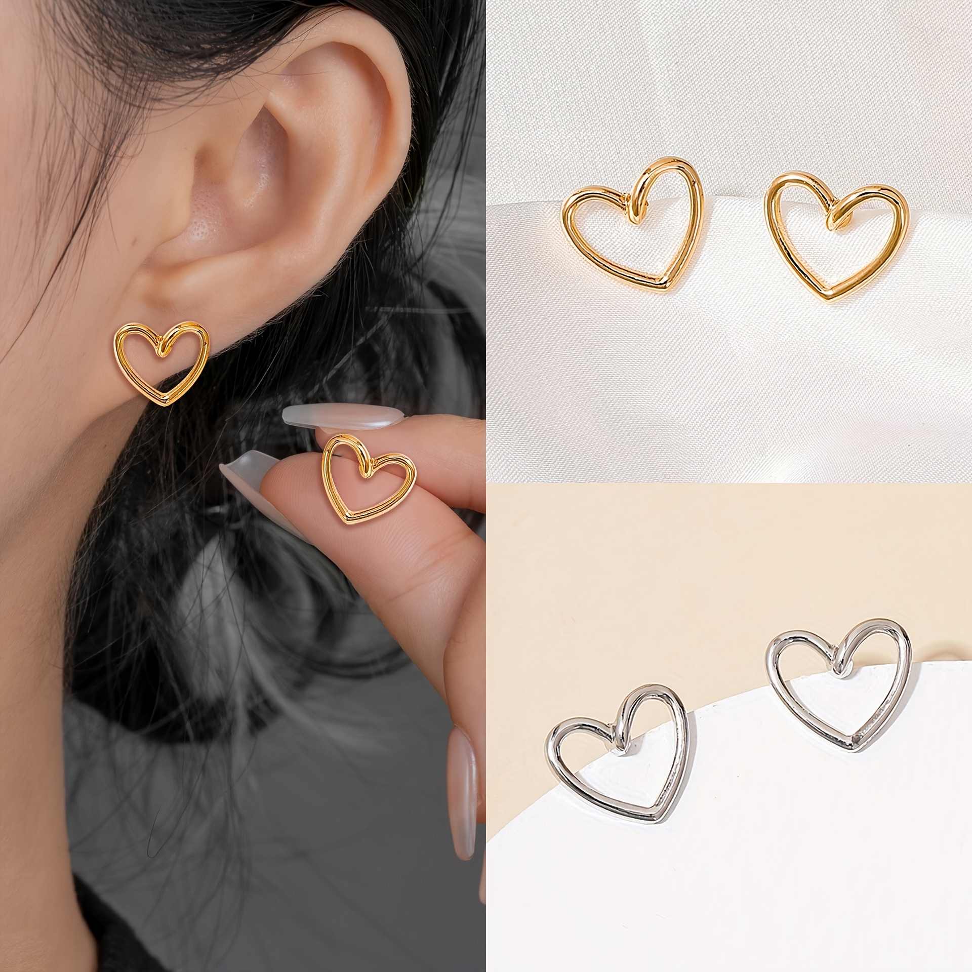 

1 Pair Minimalist Style Shaped Stud Earrings, Suitable For