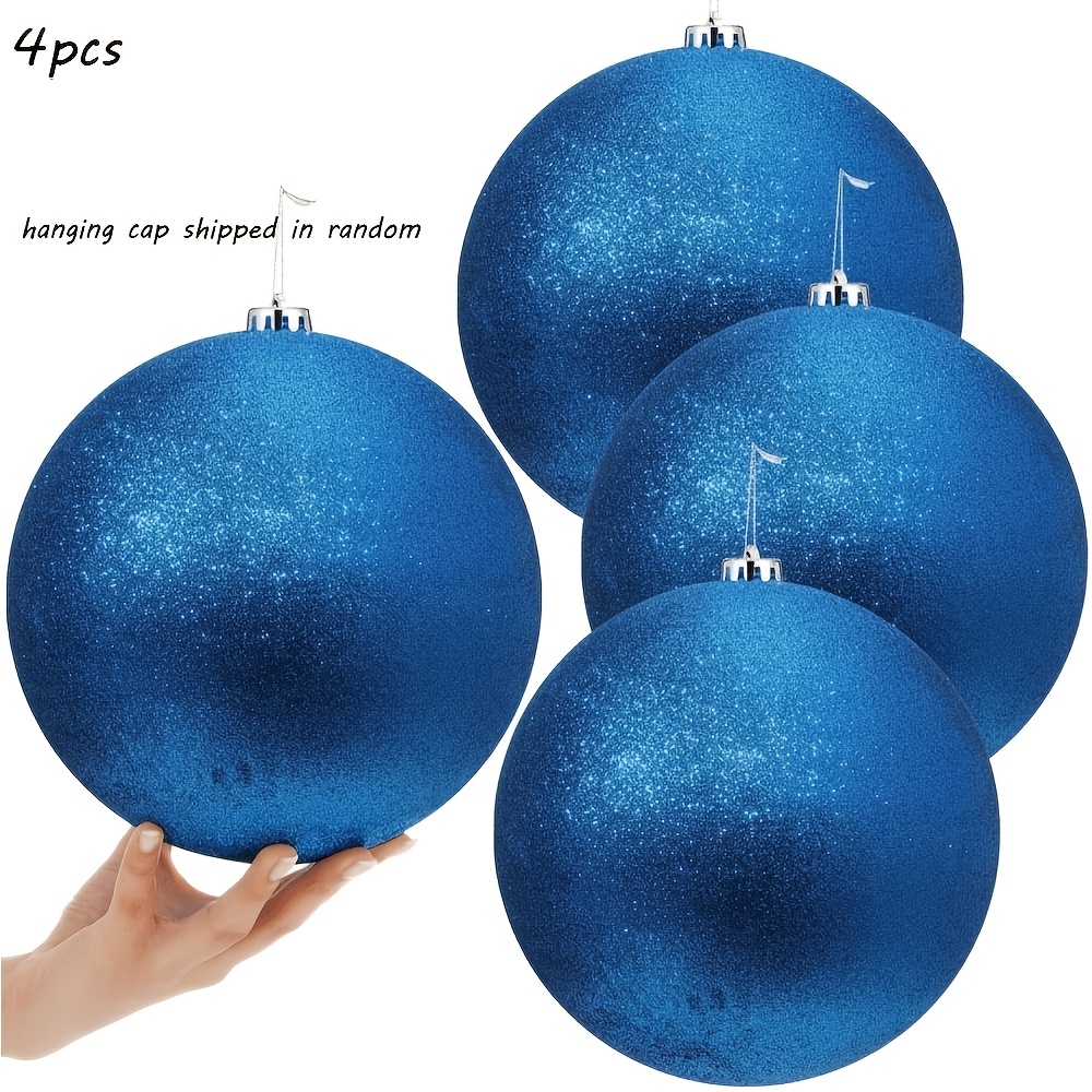 TEMU 4pcs Set, 10cm Large Christmas Ball Decoration, Plastic Spherical Ornament With Hat/hook, Suitable For Indoor And Outdoor Christmas Trees,