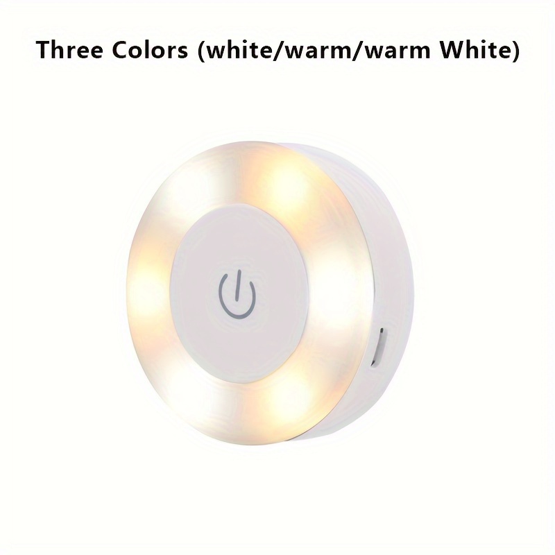 Image of Led Touch Sensor Night Light, 3 Usb Rechargeable Magnetic Lights, Round Portable Dimming Night Lamp For Room Decor