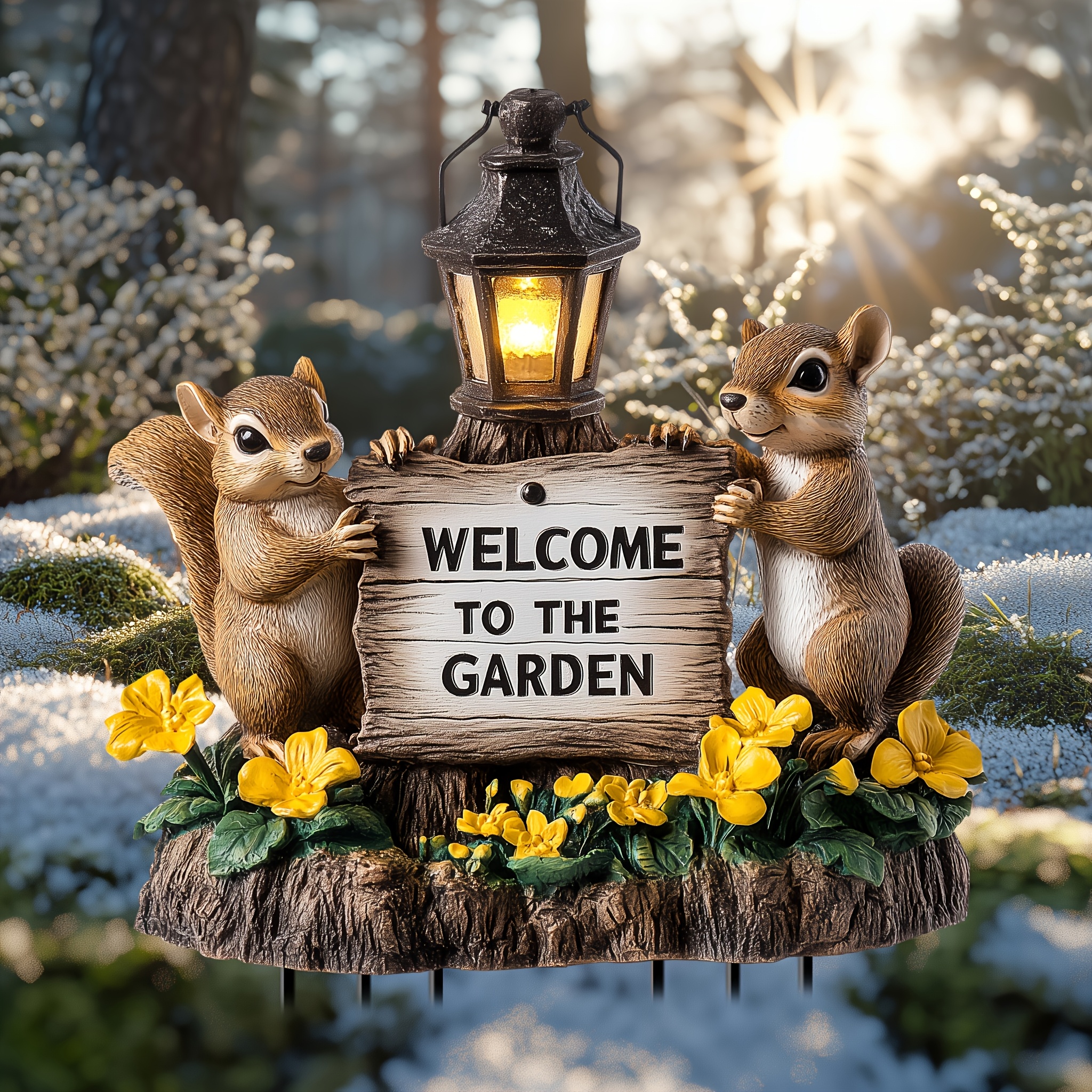 

2d Flat, Acrylic Garden Stake With 2 Adorable Squirrels - Solar-powered, No Electricity Needed, Ideal For Lawns, Flower Beds, And Home Decor, Perfect Gift For ,