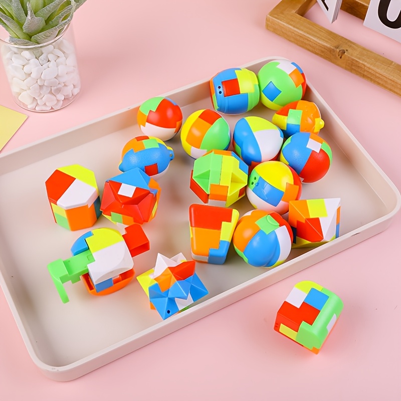 8pcs Colorful Luban Lock Puzzle 3D Interlocking Brain Teaser