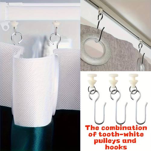 100 200 curtain track rollers and metal hooks multi functional set plastic silent rollers metal s hook combination simple and convenient installation curtain design suitable for track curtains