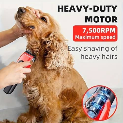 1 professional dog hair clipper rechargeable pet trimmer cat shaver pet grooming clipper different card combs can precise grooming and styling