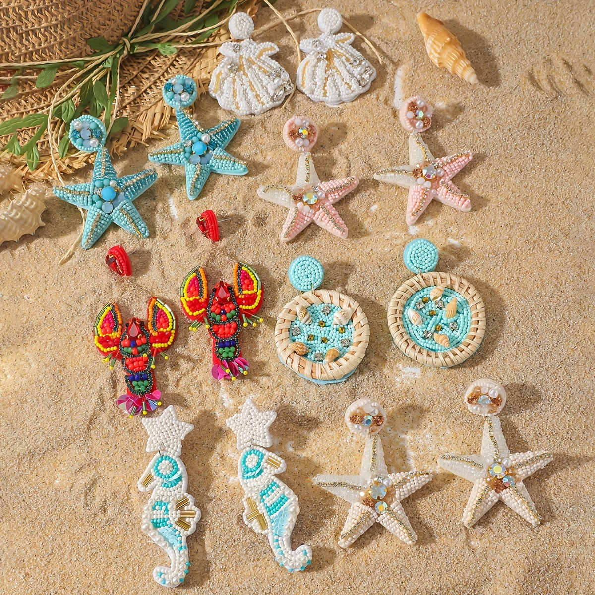 

1 Pair Of Boho Style Drop Earrings Starfish/ Shell/ Conch/ Seahorse Pick A Style U Prefer Perfect Summer Vacation Decor