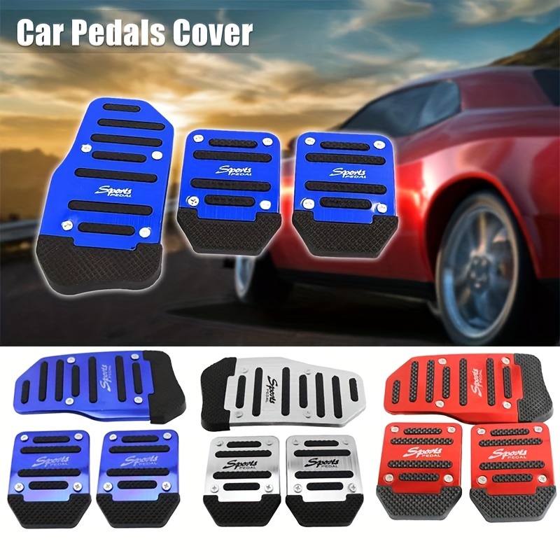 

New 3pcs/set Universal Non-slip Aluminum Manual Transmission Car Pedal Cover Set Kit Red/blue/silvery Car Accessories