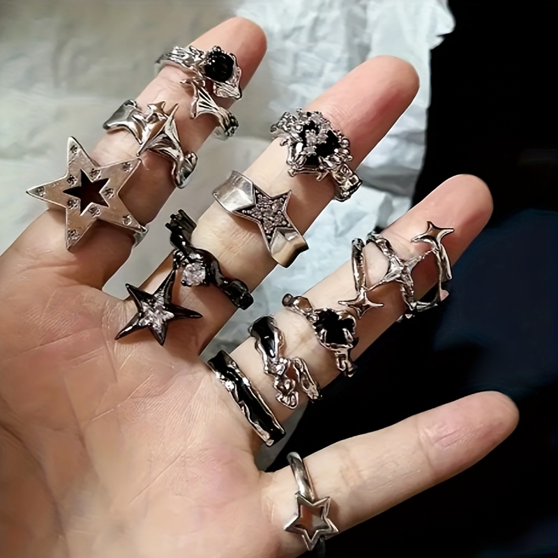 TEMU 11pcs Y2k Set, Gothic Punk Style Jewelry, Suitable For ' Daily Wear And Party Charm Jewelry Gift, For Teenagers, Halloween Rings, Christmas