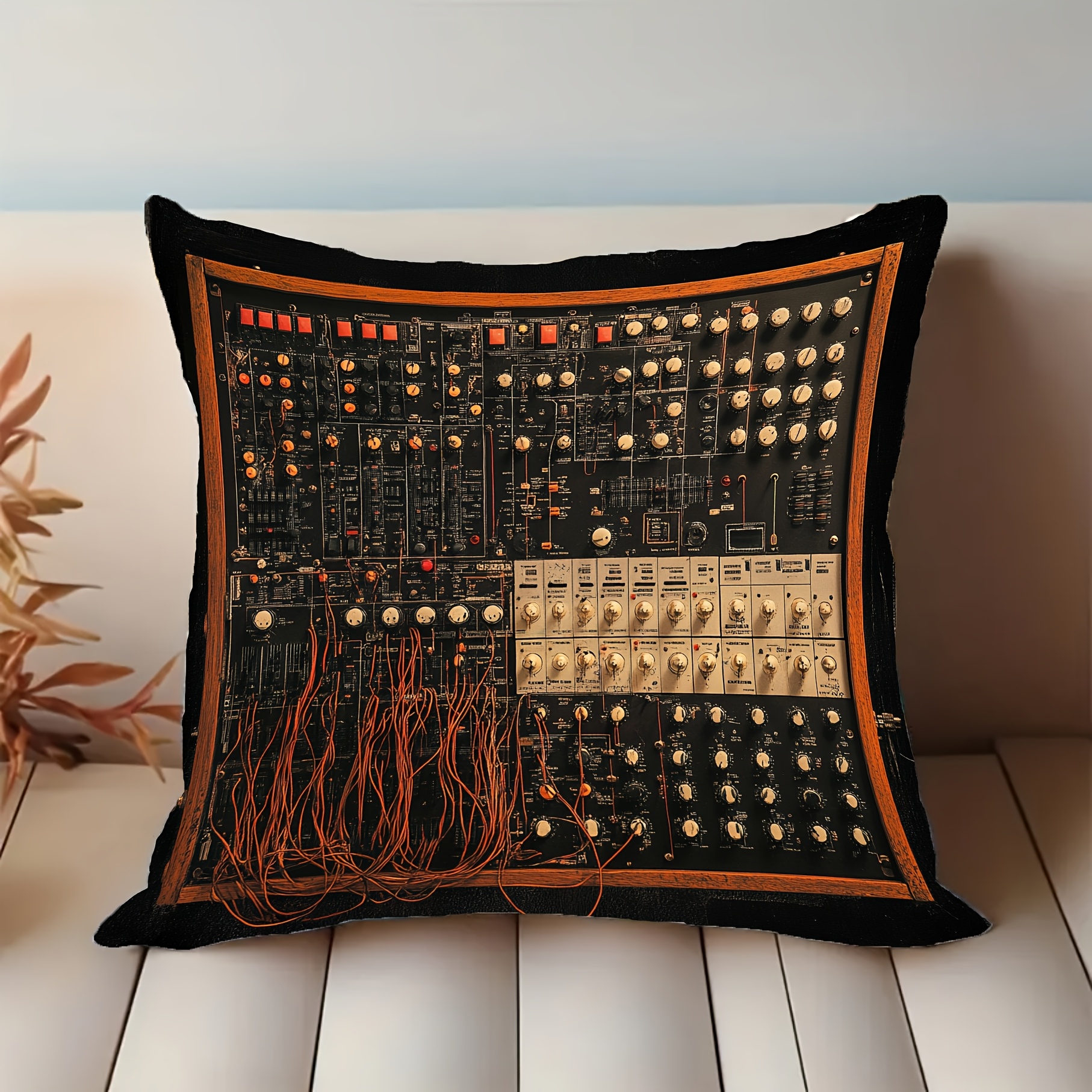 TEMU 1 Modern Abstract Modular Design Pillowcase, Measuring 45.72x45.72cm, Short-pile Fabric, Machine Washable, With Zipper, Polyester Decorative