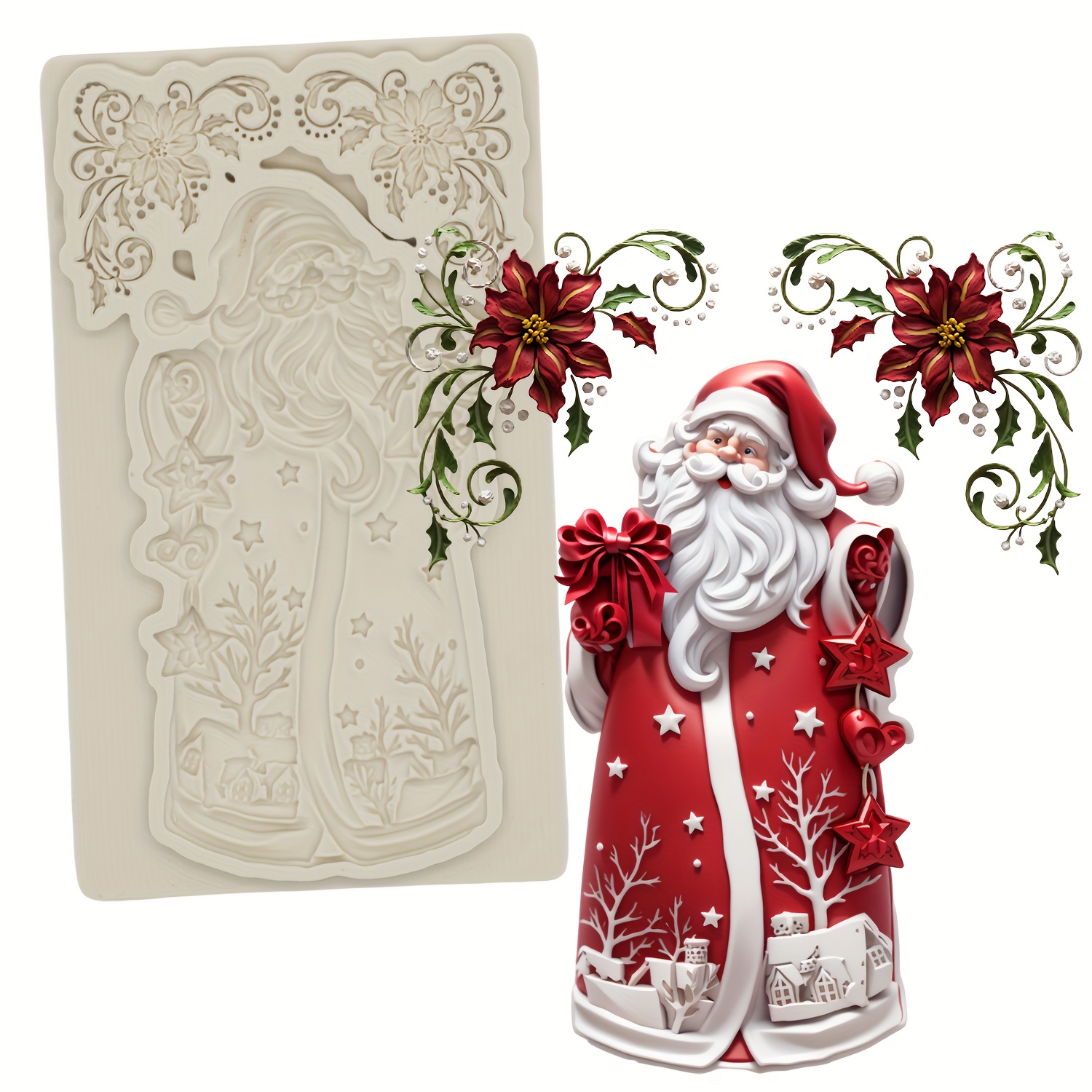 

Christmas Silicone Stencil Mold For Resin, Santa Claus Diy Casting Mold, Fondant Cake Baking Mold, Festive Party Decoration Kitchen Tool - Craft Material For Holiday Decor