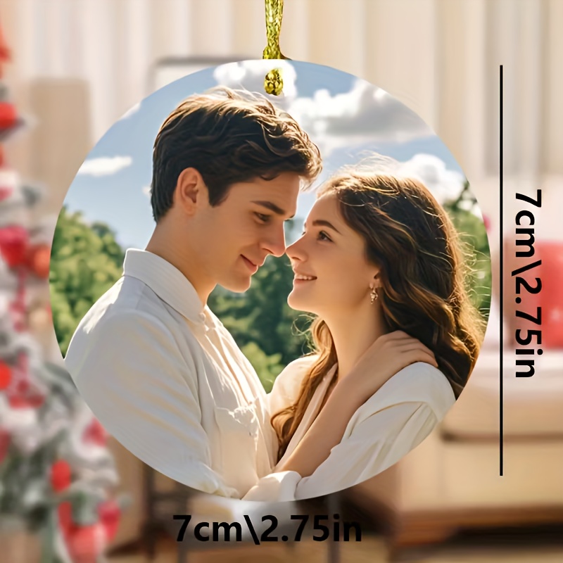 TEMU Ornement en acrylique photo personnalisé 2D plat, décoration de sapin de Noël personnalisée, souvenir personnalisable, cadeau unique pour elle,