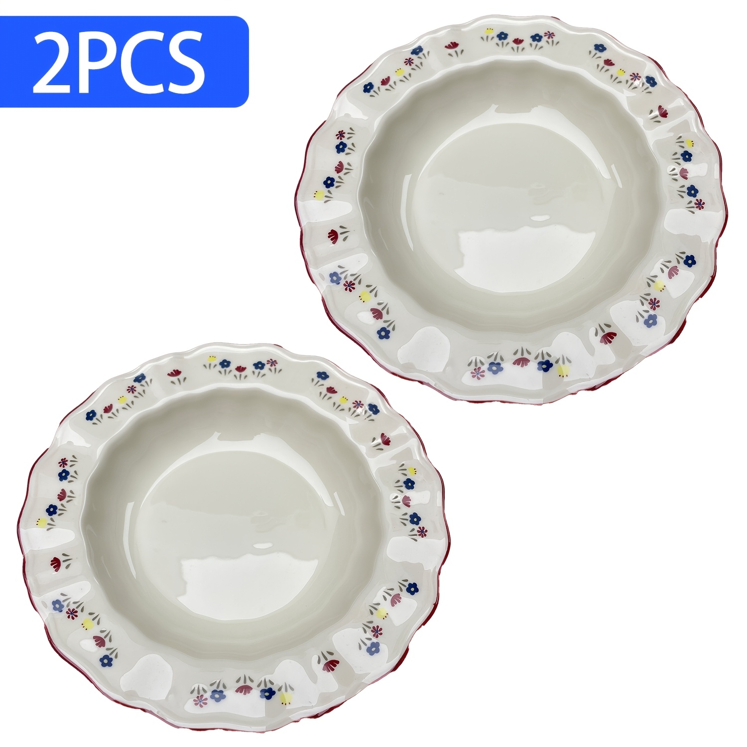TEMU Set da in ceramica stile Lavie da 8,5 pollici - Porcellana bruciata a , elegante bordo arricciato, per cene in famiglia e pasti quotidiani, a