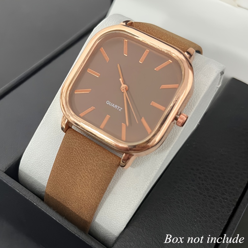 TEMU Women's Minimalist Square Watch With Display & Silicone Strap - Quartz Movement Wristwatch, Casual Elegant Round-the-clock For Daily Wear,