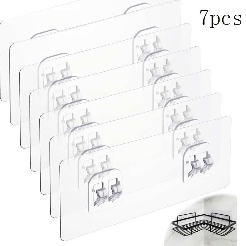 7 Shower Shelf Adhesive Hooks, Shower Caddy Adhesive Replacement For Bathroom Shelves And Baskets, Suitable For Corner Mount, Soap Dish And Kitchen Additions