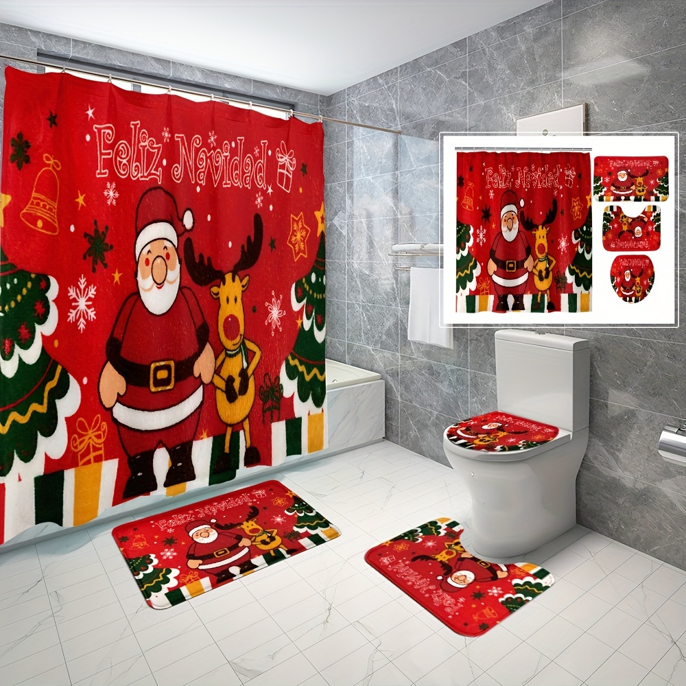 Christmas Shower Curtain | Christmas Bath Curtain newest | Christmas Shower Décor | Christmas Bath Décor | Christmas Bathroom Décor | Christmas