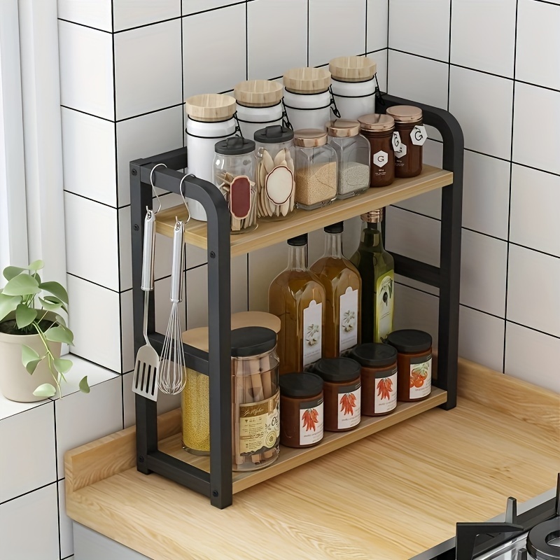Temu Estantería De Almacenamiento De 2 Capas, Estante De Almacenamiento De Condimentos, Organizador De Encimera, Accesorios De Cocina, Baño Y Dormitor