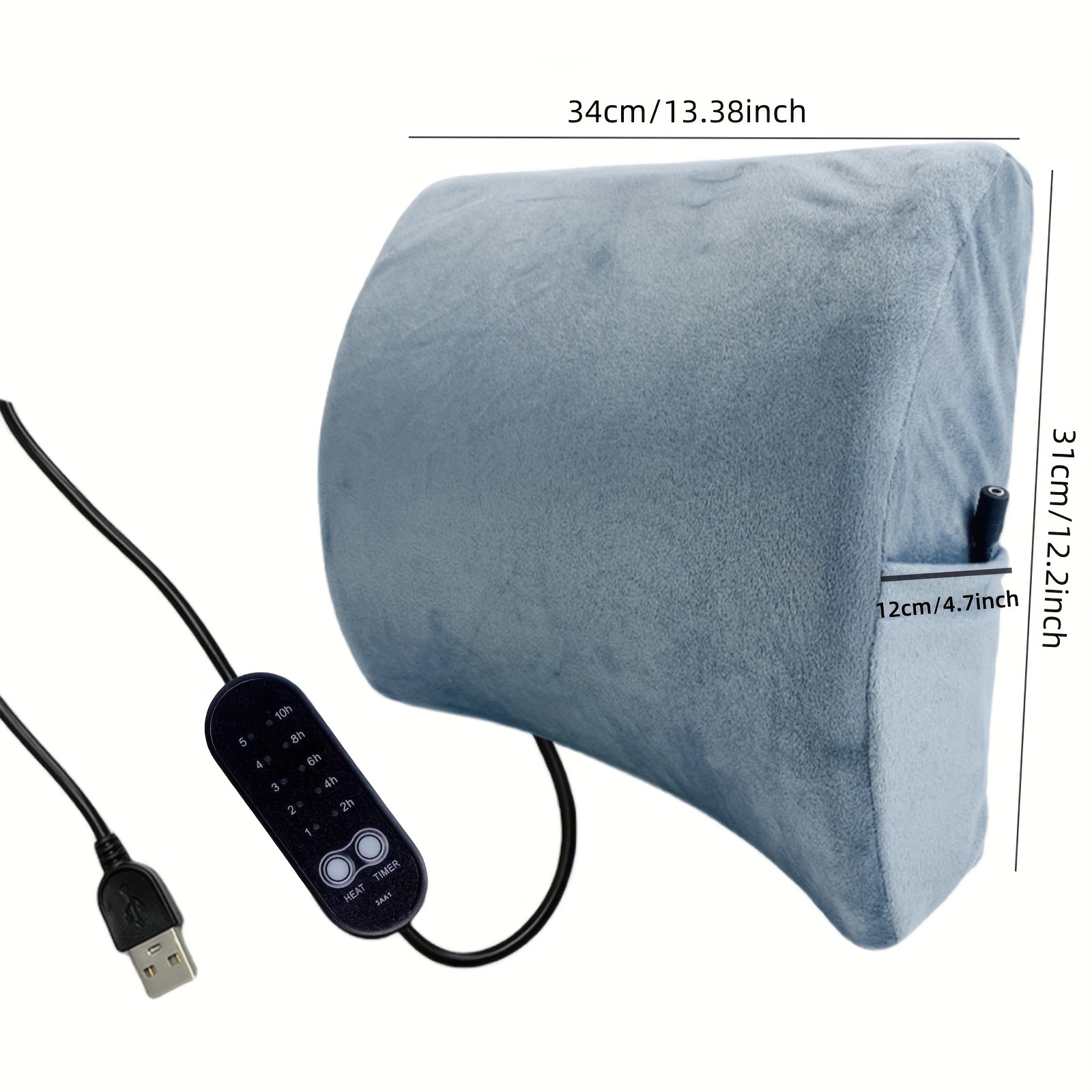 ergonomic usb powered lumbar support pillow with memory foam 5 heat levels timer settings breathable polyester cover for office chair Product details 5