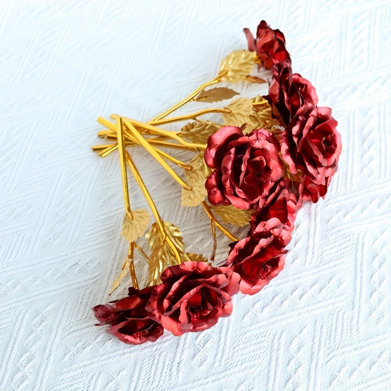 Image of 10pcs, Artificial Rose Flowers, Red Roses, Faux Flowers, Home Decor, Vase Filler, Party Decorations