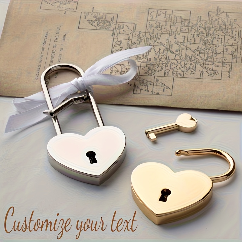Custom Heart-Shaped Wedding Locks, Engrave Names & Dates