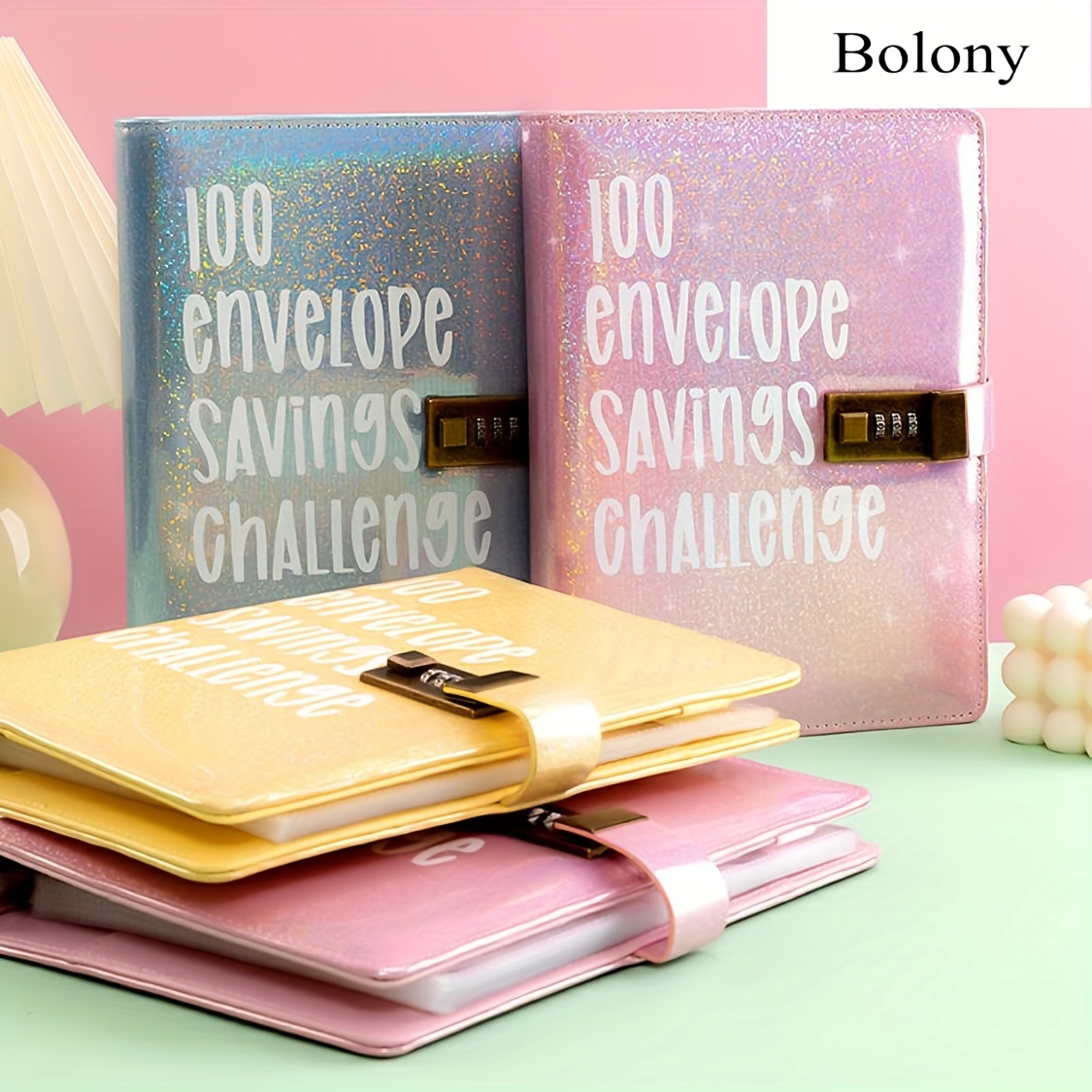 

Bolony A5 100-day With Digital Password Lock 100 Envelope Savings Challenge Budget Planner With Cash Envelopes, Everything Included, Save Challenge Notebook, Save $5050