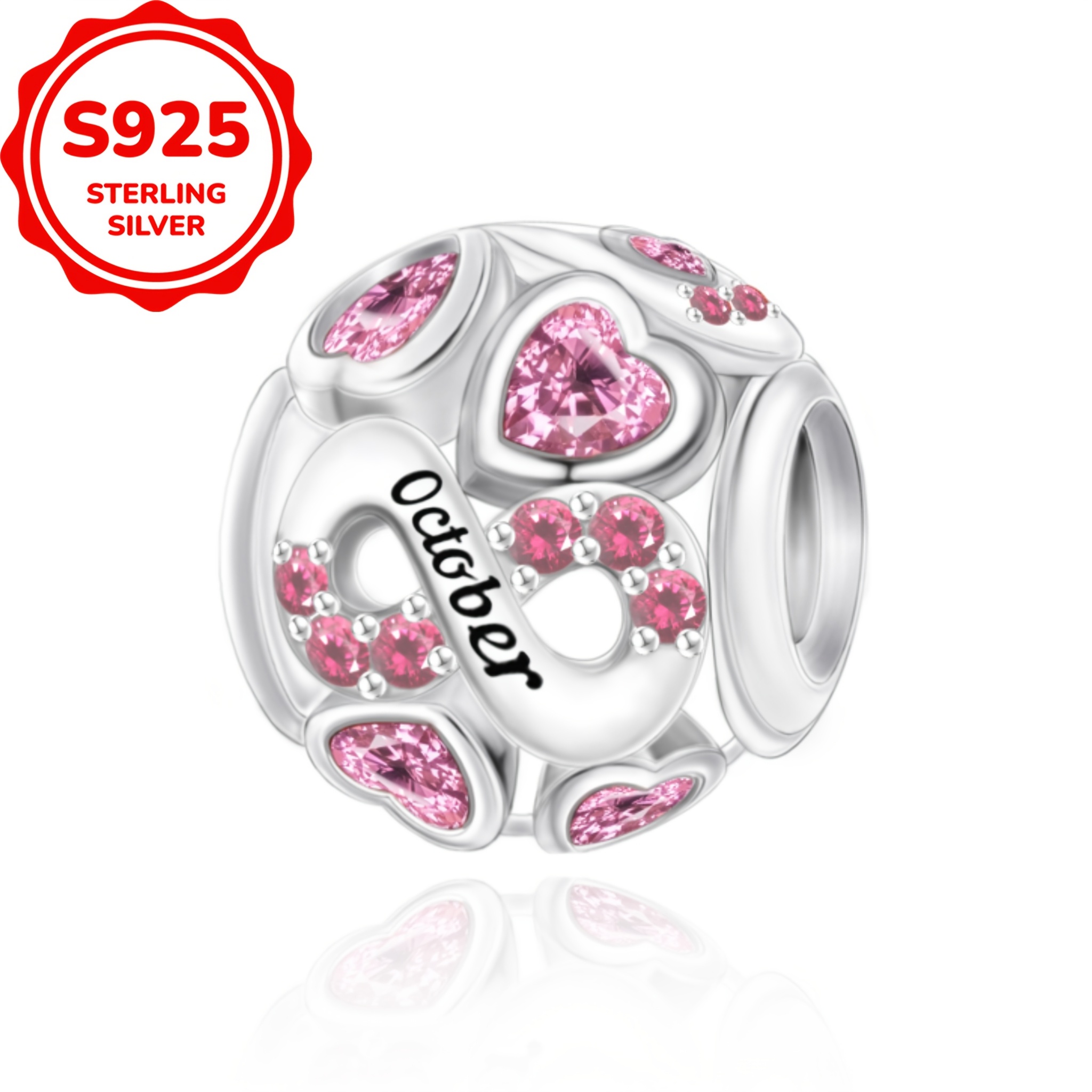 Image of 1pc 925 Sterling Silver Months Design Bracelet Or Necklace Charms Beads Jewelry Making Birthday Or Holiday Gifts