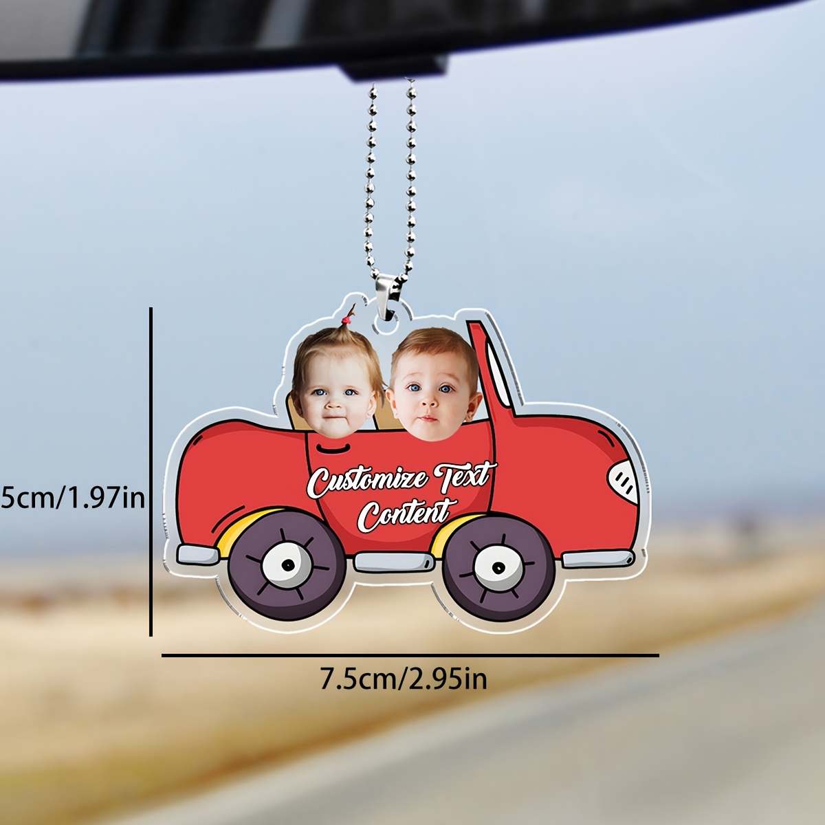 TEMU 2d Flat, 1pc Custom Personalized Acrylic Car Pendant, Gift For A New Dad's First Father's Day, Creative Cartoon Car Pendant, Custom Photo
