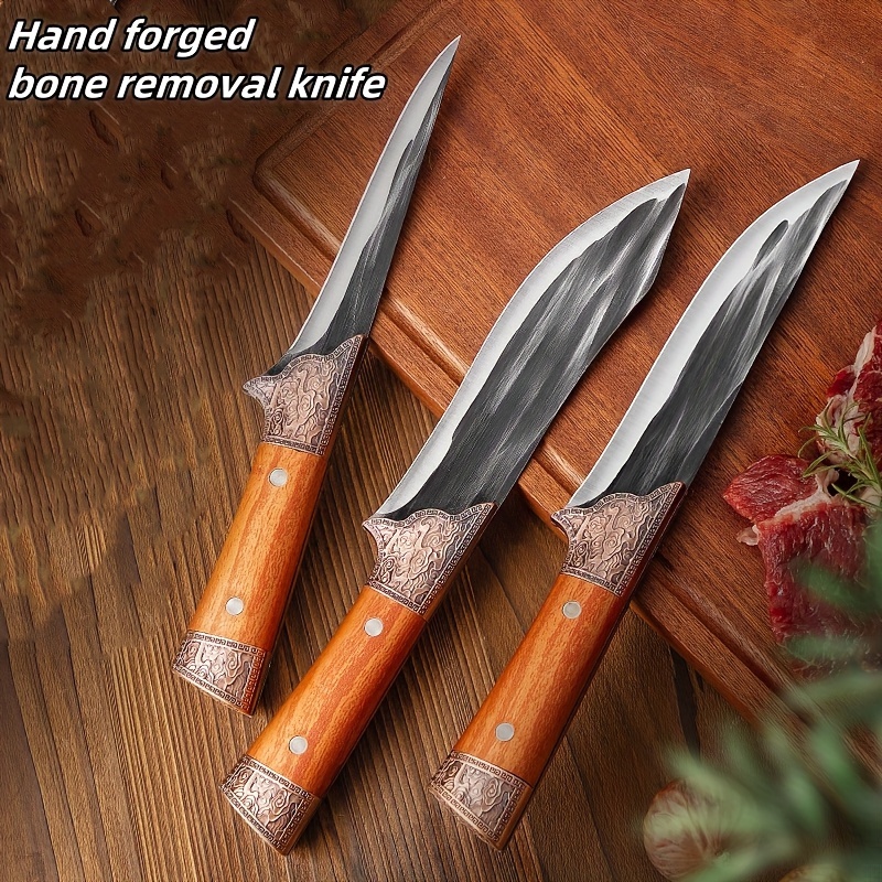 

Hand Forged Bone Removal Knife With Leather Cover Suitable For Kitchen And Outdoor Use, Easy To Cut Meat And Vegetables, Etc