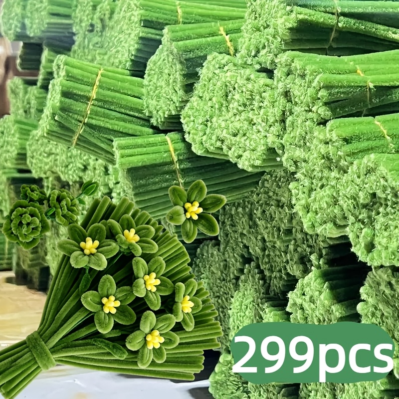 TEMU [299pcs] Pack de matériel Twist Stick vert, cure-pipe épaissi, artisanat , 299pcs de bâtonnets Twist, convient pour la décoration de jardin et