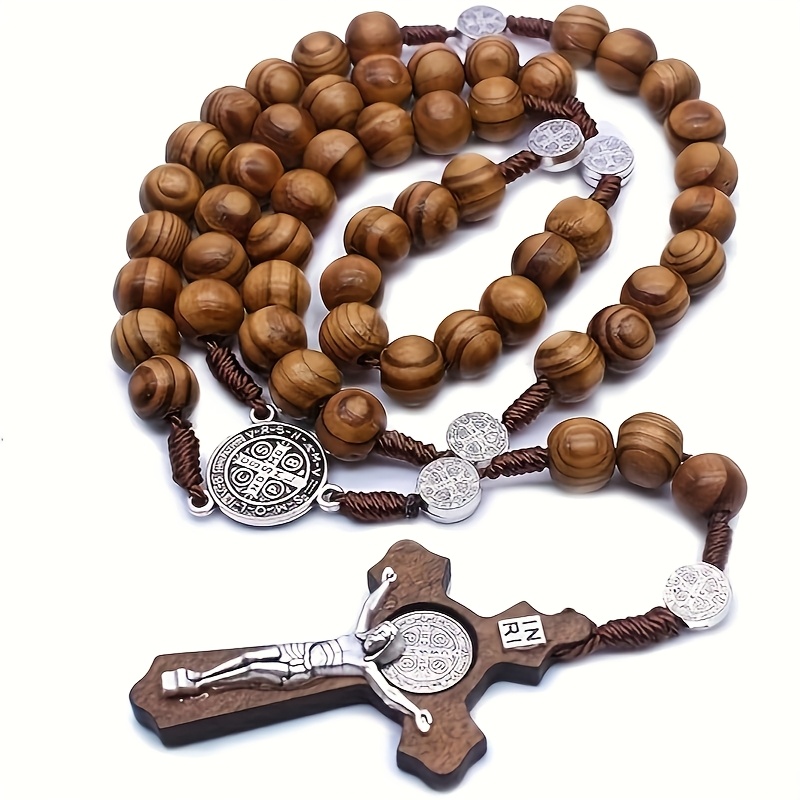 wooden   necklace with alloy cross pendant religious symbol themed ideal for daily use gifts festive celebrations fits   suitable for mardi gras easter   details 2