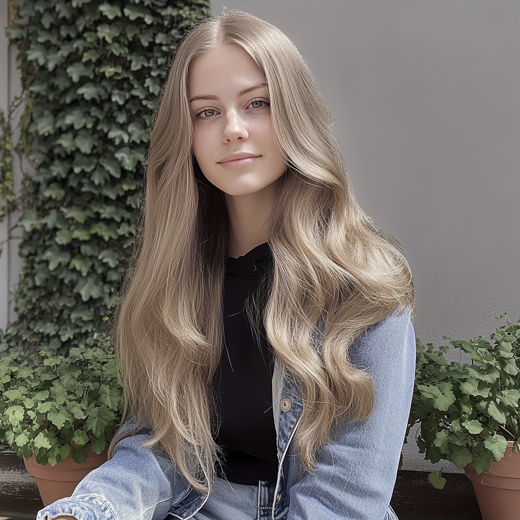 TEMU 2024 New Arrival Body Wave Blonde Long Synthetic Fiber Wig, Elegant And Style, For Parties And Daily Wearing, Breathable, Comfortable And Easy To Care For, 32 Inches W7412