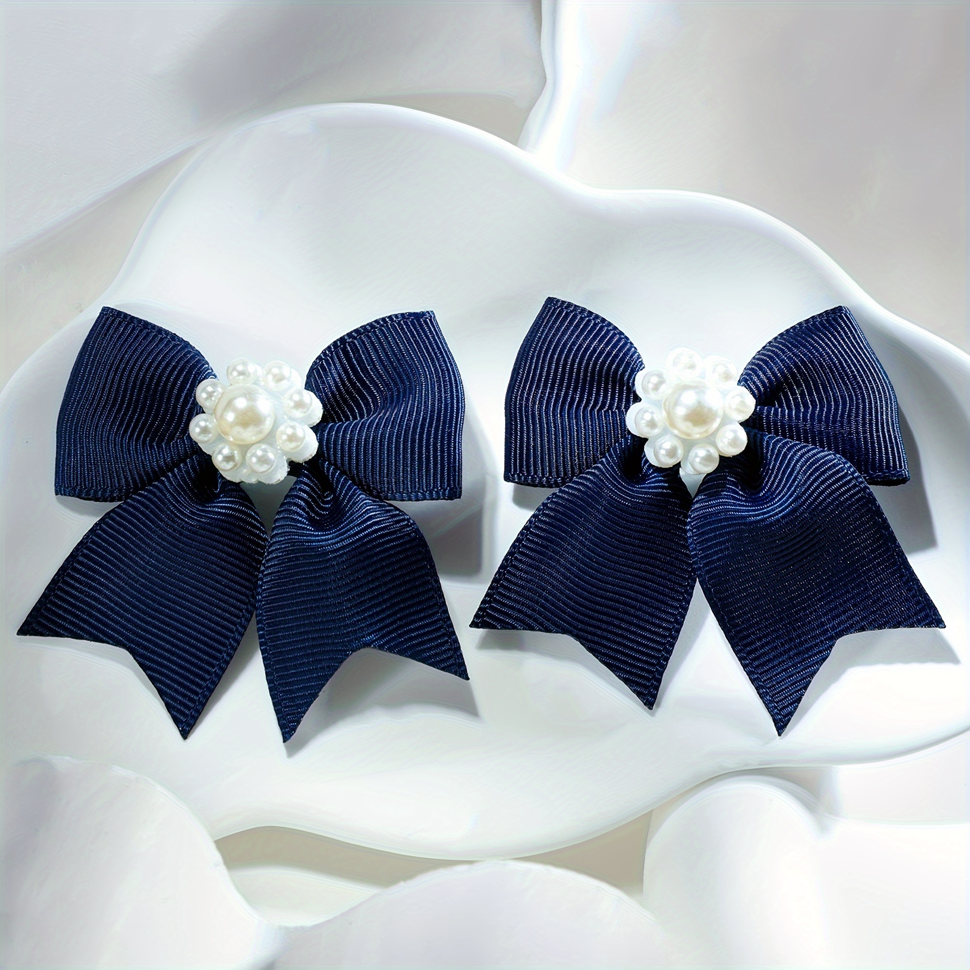 

2pcs Elegant Hair Bows Clips For Teens, Pearls Alligator Clips, Hair Accessories For Girls