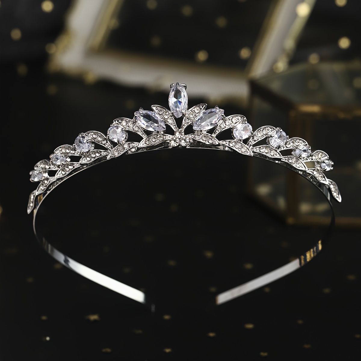 Elegant Rhinestone Bridal Crown - Chic Hollow-out Design With Sparkling Zirconia, Perfect For Weddings & Formal Events, Bridal Jewelry