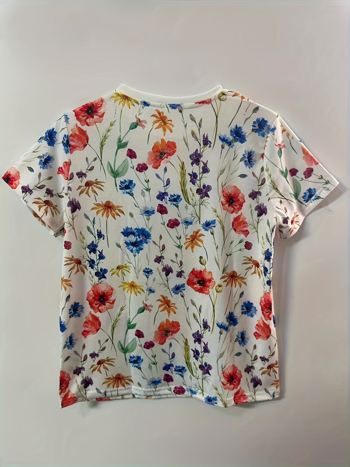 womens floral 3d print t shirt casual crew neck short sleeve top with   design breathable polyester details 1