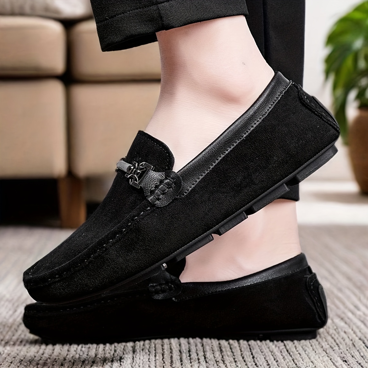 Men's Loafers, Handcrafted Men's Loafers, Slip-On Moccasins, Large Size Comfortable Casual Flat Shoes for Work, Walking, and Driving