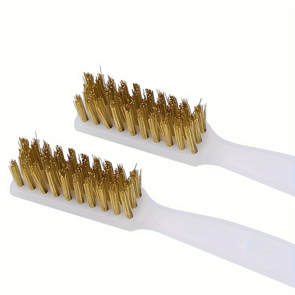 

2pcs Fysetc 3d Printer Nozzle Cleaning Brass Wire Toothbrush Tool - Medium Hardness, Dense Bristles, Ergonomic Handle For Hot End Cleaning, White Handles With Golden Bristles, Brass Wire Brush