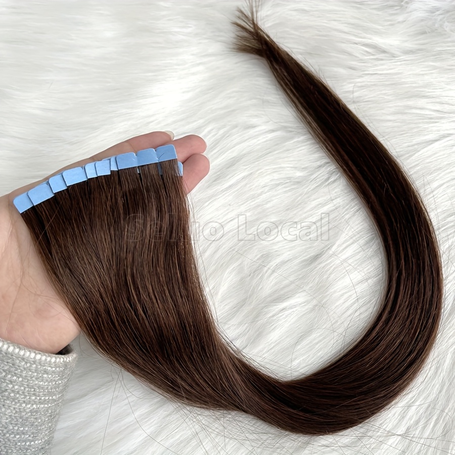   human hair   tape in extensions 12 20 inches straight seamless hair for   women   light brown easy application   hair additions versatile styling options sleek   details 1