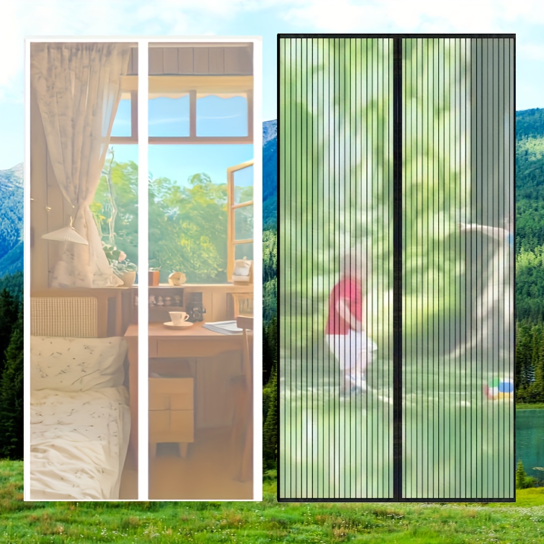 

1pc Magnetic Mesh Door Curtain (white), Viscose Style More Clear Convenient And Firm, Protects Against Mosquitoes/protects Against Insects/pets Can Come Out Freely/ Air Can Be Circulated Naturally