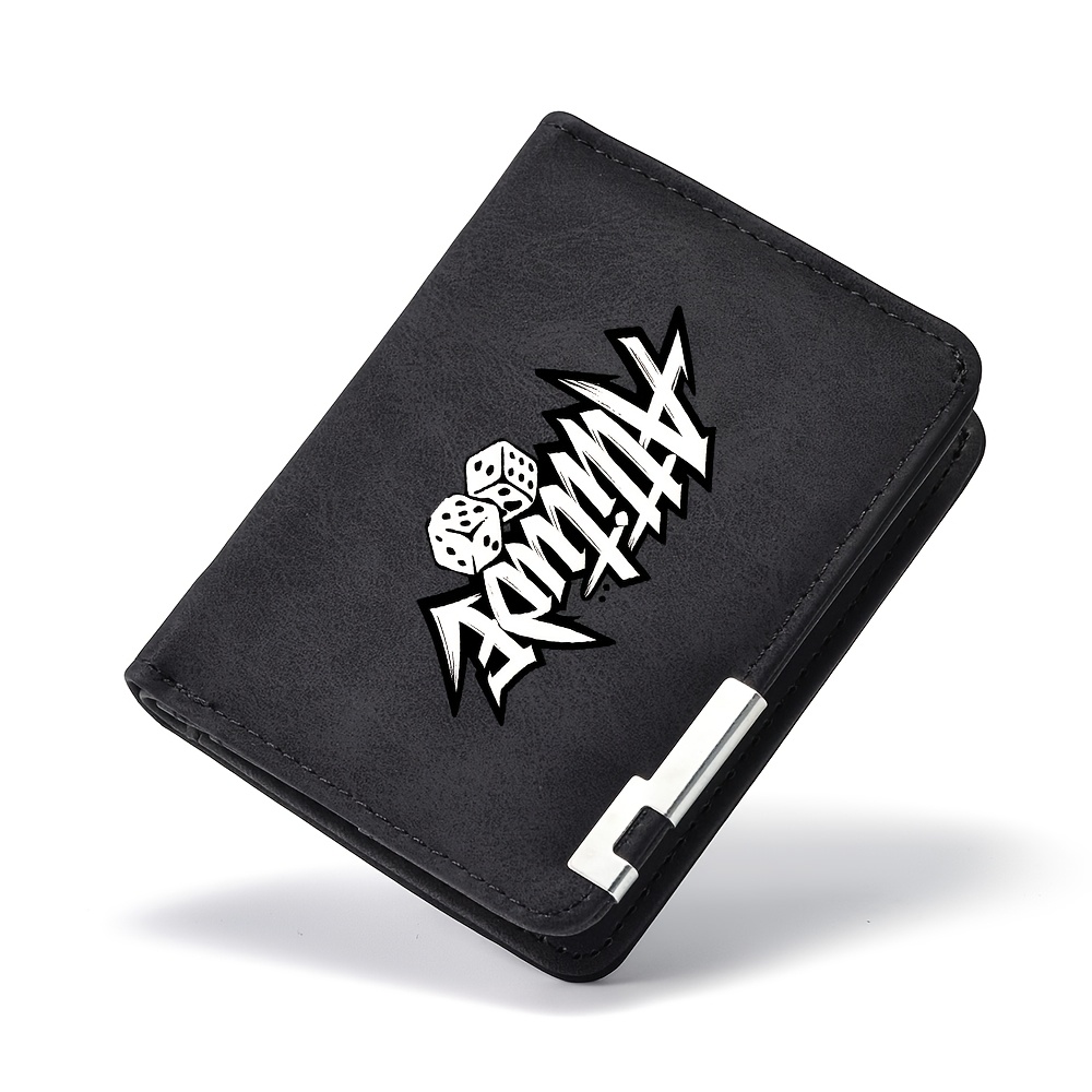 TEMU 1pc Men's Letter Graffiti Print Short Credit Card Wallet - Multi-card Slot Design For Layered Storage Of Credit Cards And Ids - Separate Bill