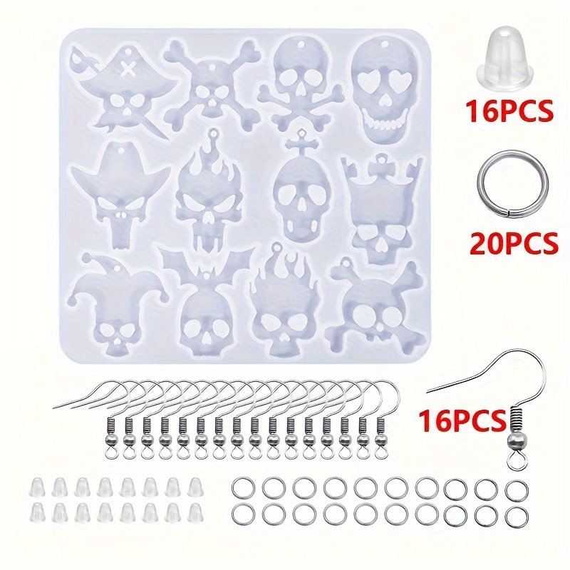 

53-piece Pirate Silicone Resin Earring Casting Molds Kit, Making Supplies With Pendant Hooks And Earring Findings, Flexible Rectangular Crafting Molds Set For Resin Art