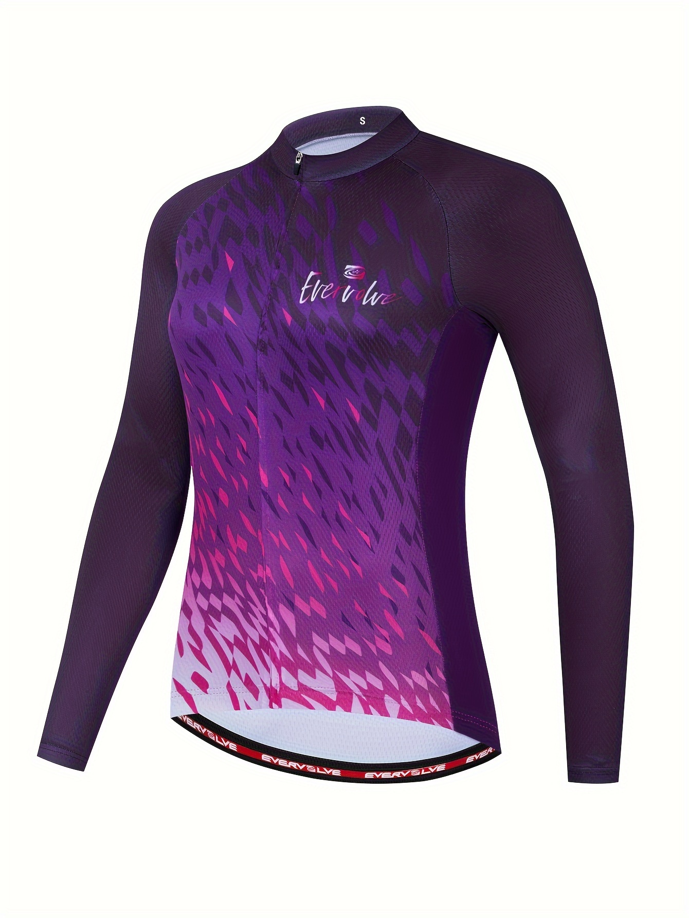 Women's Mountain Bike Jersey Cycling T-Shirt, Breathable Geometric Print,  Polyester, Long Sleeve, Regular Fit, Sporty Style, Knitted Fabric, No Pads 
