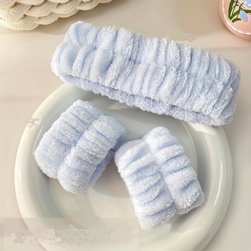 Bath Headband Wristband Set Microfiber Wrist Wash Towel Band - Temu