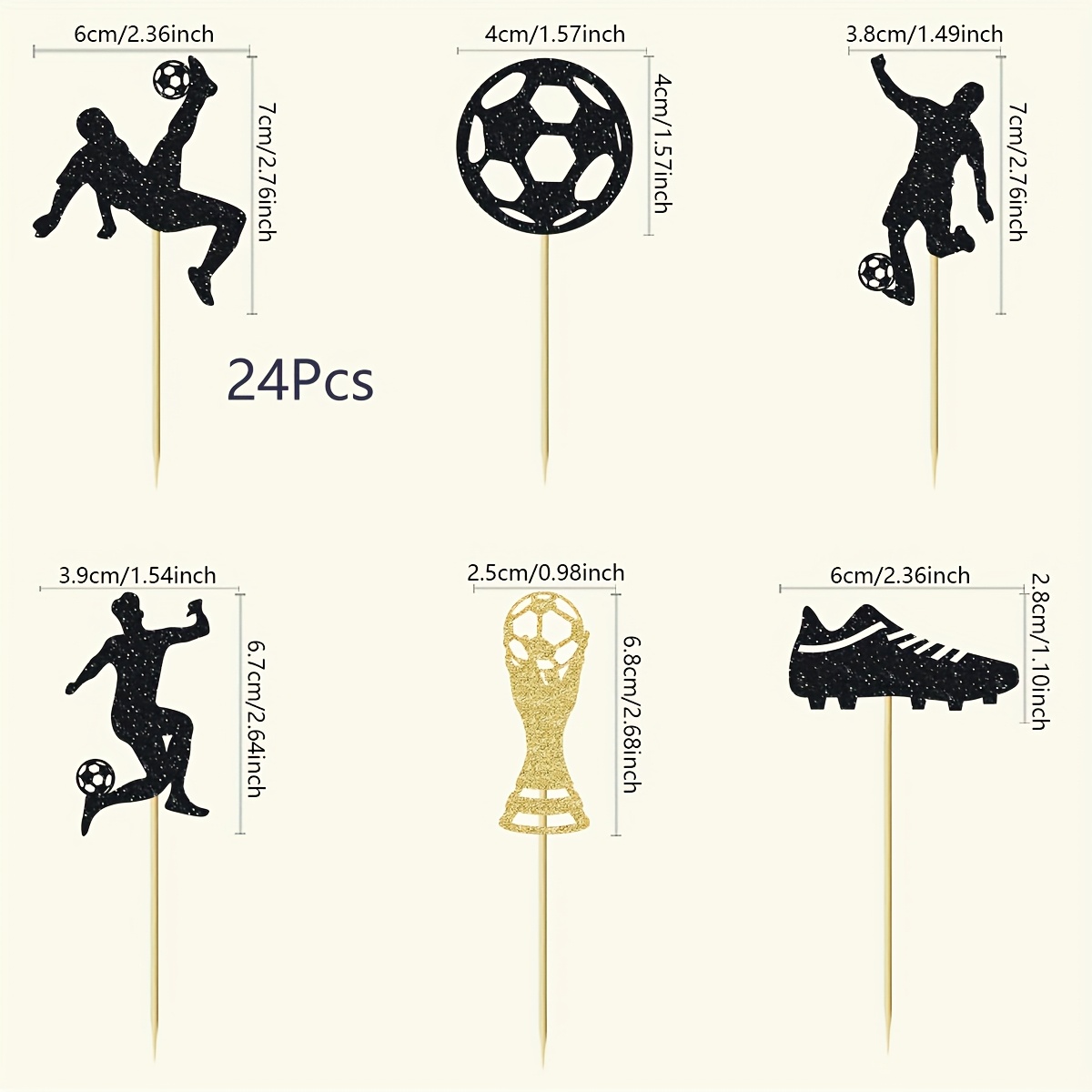 Image of 24pcs Soccer Cupcake Toppers Glitter Soccer Ball Cupcake Picks Sport Football Theme Birthday Party Cupcake Decorations Men Birthday Party Favors Supplies，halloween，christmas
