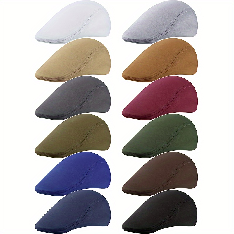 

12 Pieces Newsboy Hat For Men, Flat Caps Bulk Driving Hunting Hat