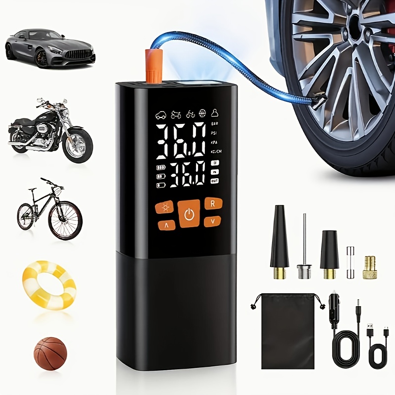 fast inflation tire air compressor pump with digital pressure gauge 180 psi for cars motorcycles bicycles portable no battery needed   fit lcd display fast inflation up to   air pump for car tires