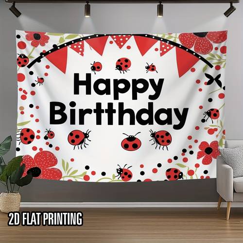 2d flat 1pc 2d flat printing ladybug birthday party decor photography background party banners suitable for studio courtyard graduation ceremony ideal for birthday wedding props outdoor party holiday gifts home decoration 2d