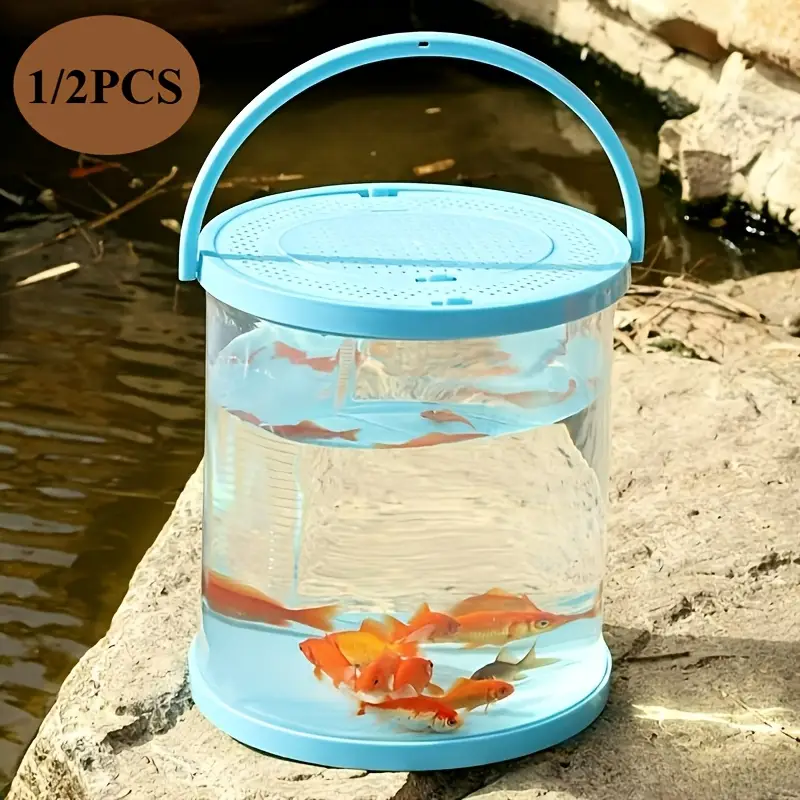 collapsible fish holding tanks PVC Folding Pool with Drain Valve - Temporary Aquatic Tank for Saltwater Fish, Koi, and Turtles Supply Open Top Portable Folding