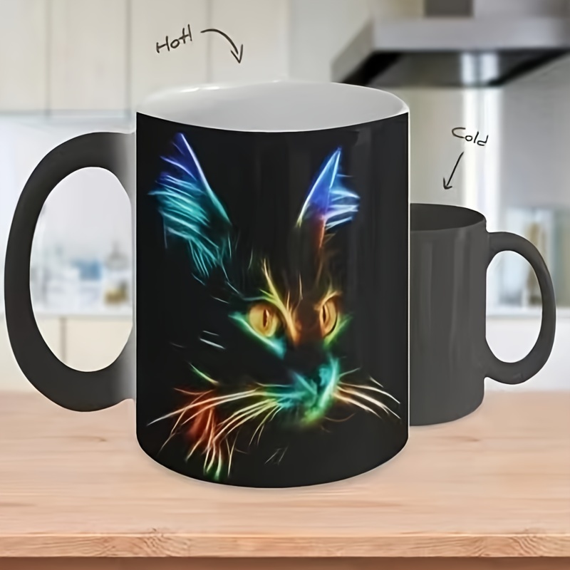 

Color Light Cat Color Changing Mug Ceramic Thermal Reaction Magic Coffee Tea Water Cup, Milk Cup, Valentine's Day Gift, Birthday Gift For Office Use Eid Al-adha Mubarak
