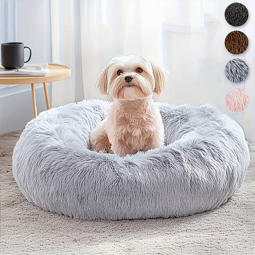 weiches gemütliches warmes hundebett im donut-stil, langes plüsch-katzenbett für tiefschlaf, einzigartiges rundes design, für alle jahreszeiten , mehrere größenoptionen für kleine bis mittelgroße hunde katzen für einen komfortablen ruhigen schlaf