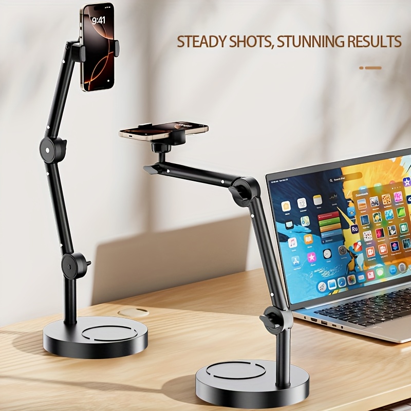Top Shot Mobile Phone Holder, Desktop Mobile Phone Holder, Mobile Phone Shooting Bracket, 360 Degree Adjustment, Suitable for Live Broadcasting and Video Recording