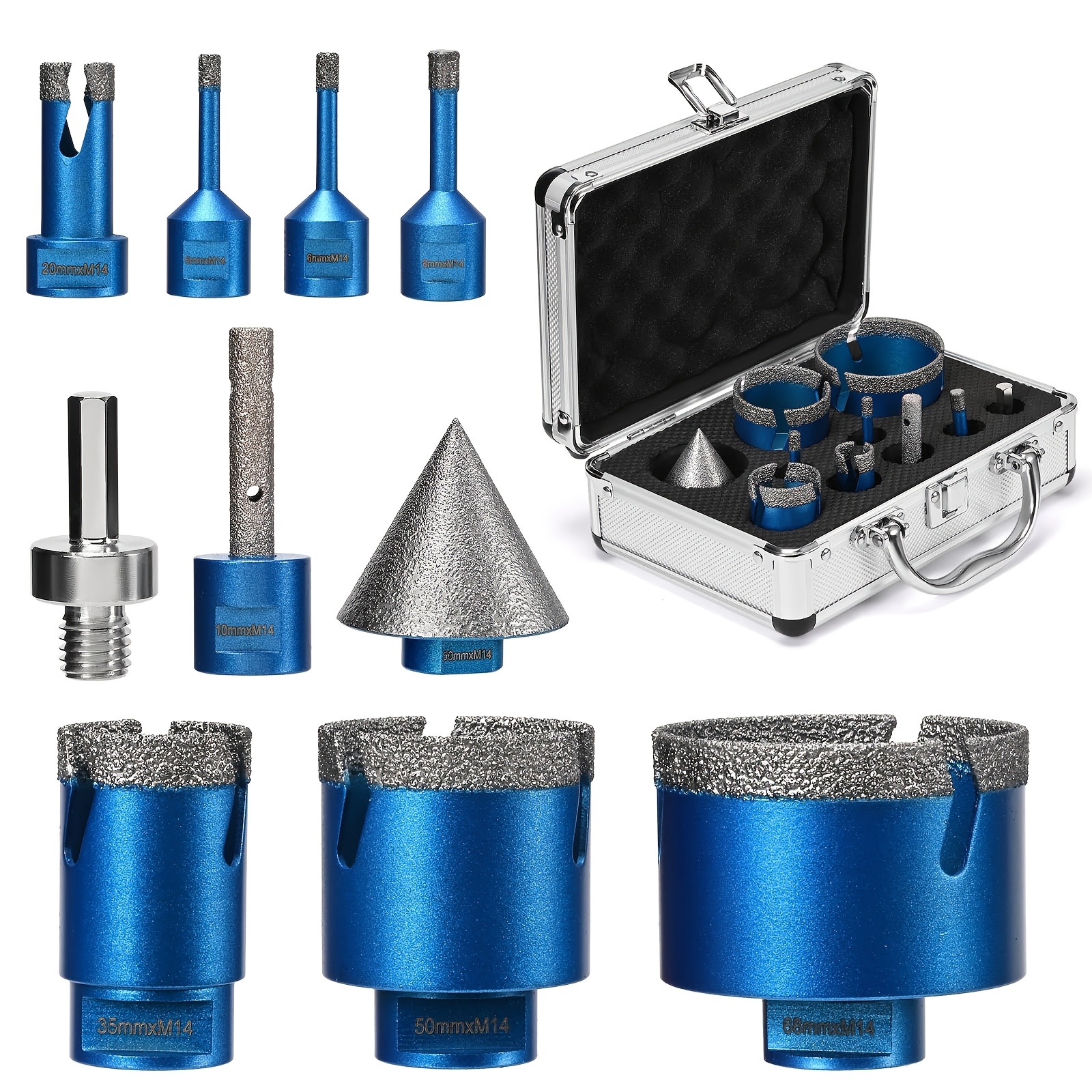 Image of Tapered Tile Drill Bit Set With Chamfered And Straight Tapered Drill Bits, Made Using Vacuum Brazing