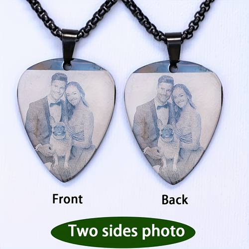 1pc personalized stainless shaped guitar pick necklace with photo custom dog keepsake suitable for christmas wedding fathers day valentines day thanksgiving gifts laser engraving technology 24 hours delivery personalized text suitable for birthdays christmas fathers day anniversary and commemorative gift